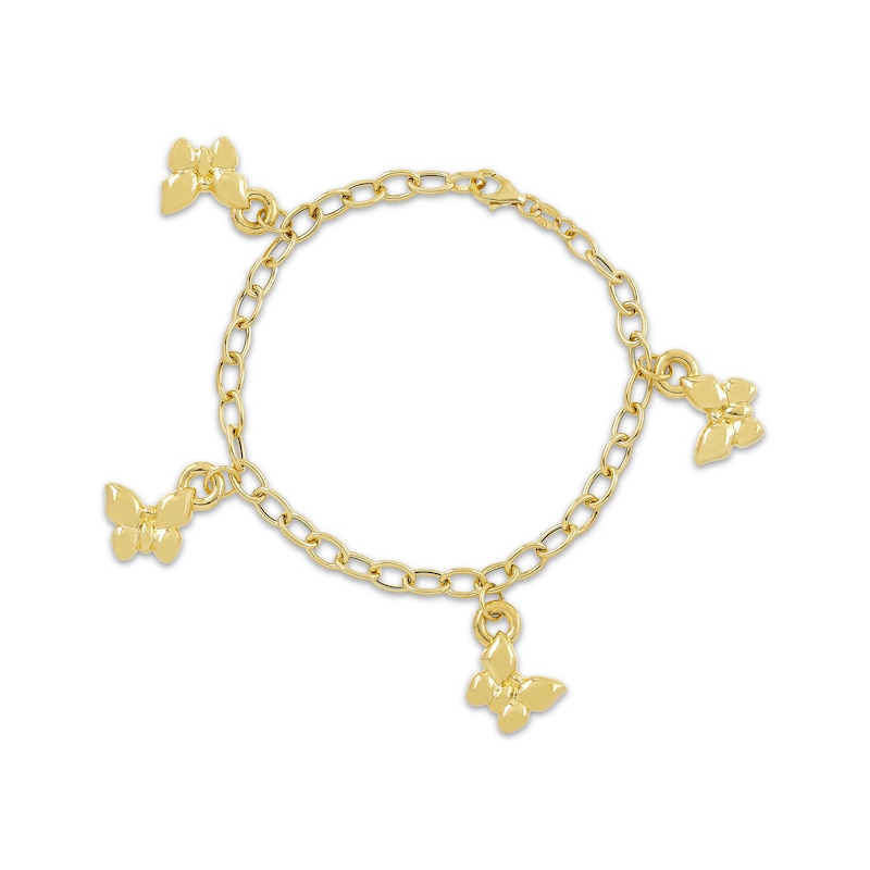 Main Image 2 of Puff Butterfly Charm Bracelet Hollow 14K Yellow Gold 7.5"