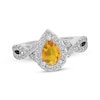 Thumbnail Image 1 of Pear-Shaped Citrine & White Lab-Created Sapphire Halo Ring Sterling Silver