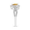 Thumbnail Image 2 of Pear-Shaped Citrine & White Lab-Created Sapphire Halo Ring Sterling Silver