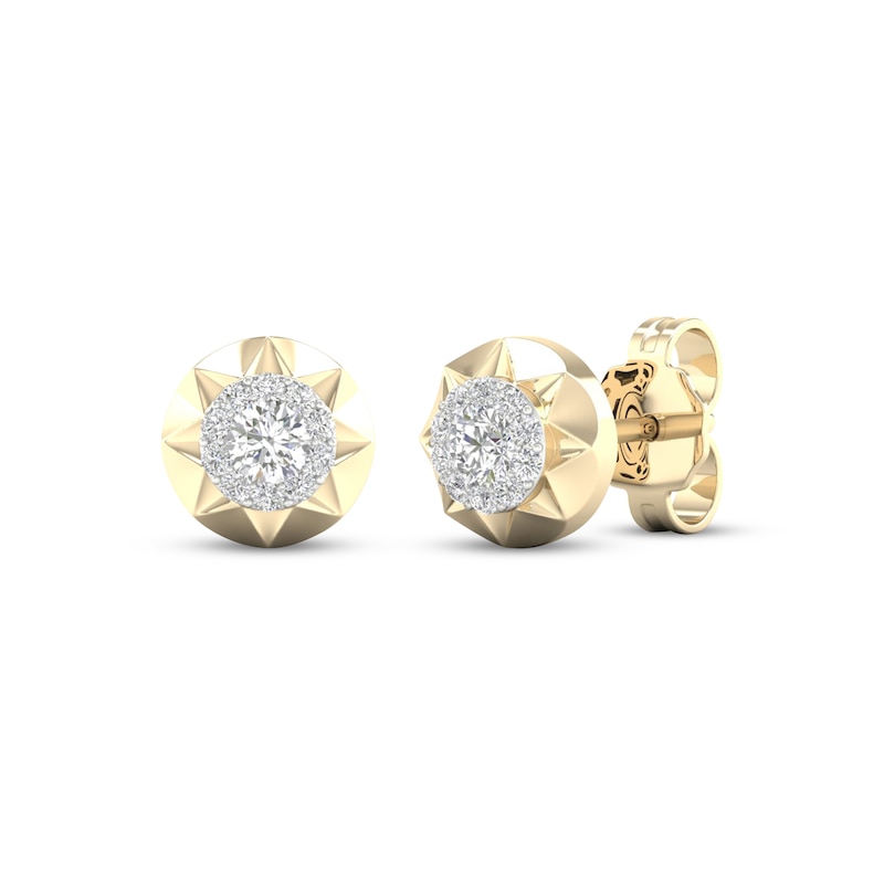 Main Image 1 of Diamond Mini Halo Stud Earrings 1/4 ct tw 10K Yellow Gold
