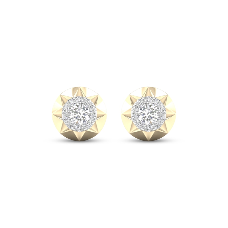 Main Image 2 of Diamond Mini Halo Stud Earrings 1/4 ct tw 10K Yellow Gold
