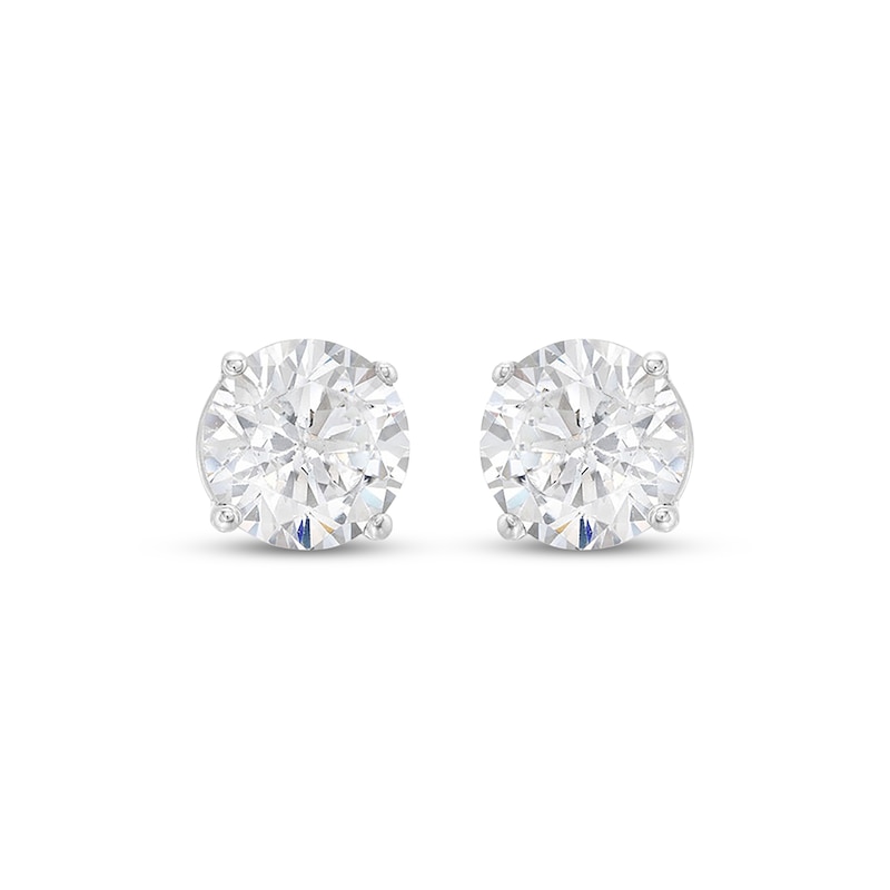 Main Image 2 of Round-Cut Lab-Grown Diamond Solitaire Stud Earrings 2 ct tw 14K White Gold (F/SI2)