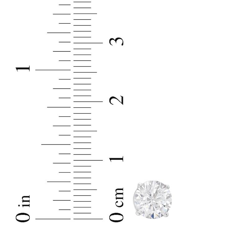 Main Image 4 of Round-Cut Lab-Grown Diamond Solitaire Stud Earrings 2 ct tw 14K White Gold (F/SI2)