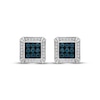 Thumbnail Image 2 of Men's White & Blue Multi-Diamond Square Stud Earrings 1/3 ct tw Sterling Silver