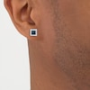 Thumbnail Image 3 of Men's White & Blue Multi-Diamond Square Stud Earrings 1/3 ct tw Sterling Silver