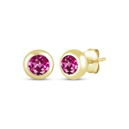 STUDIO BY KAY Pink Lab-Created Sapphire Bezel-Set Solitaire Stud Earrings 24K Yellow Gold Vermeil Sterling Silver