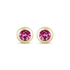 Thumbnail Image 2 of STUDIO BY KAY Pink Lab-Created Sapphire Bezel-Set Solitaire Stud Earrings 24K Yellow Gold Vermeil Sterling Silver