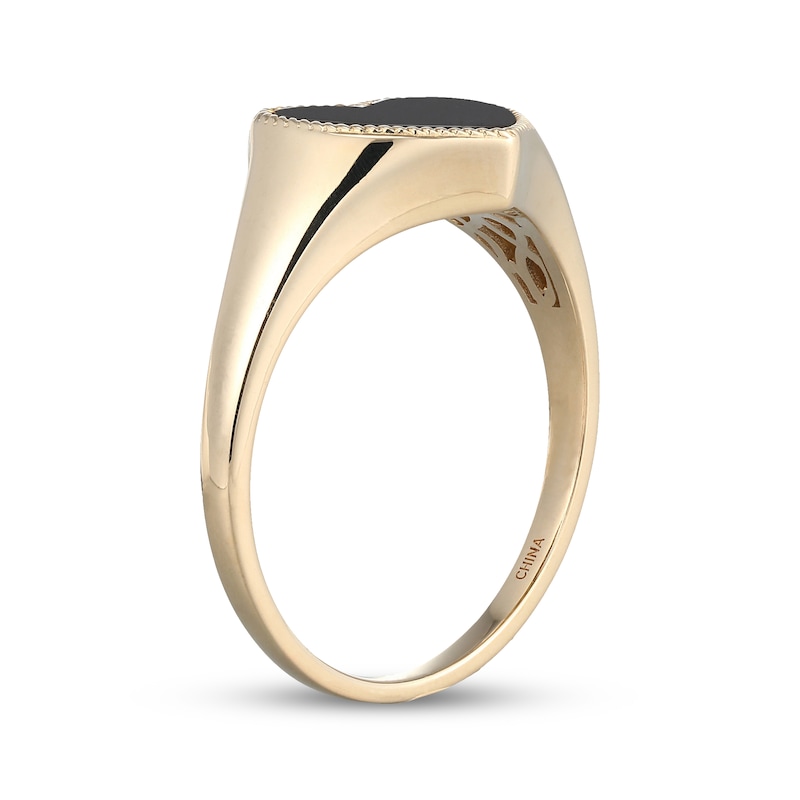 Main Image 2 of Heart-Shaped Black Onyx Signet Ring 10K Yellow Gold
