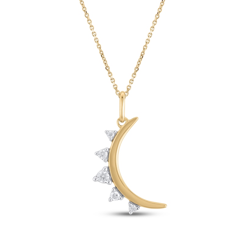 Main Image 1 of STUDIO BY KAY Diamond Crescent Moon Necklace 1/10 ct tw 24K Yellow Gold Vermeil Sterling Silver 18"