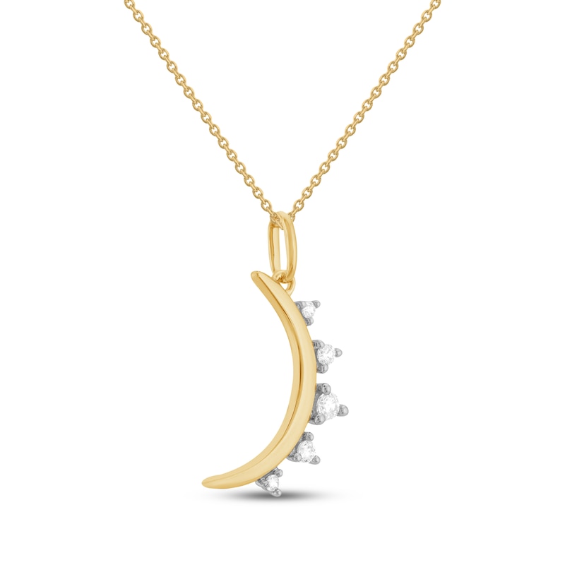 Main Image 2 of STUDIO BY KAY Diamond Crescent Moon Necklace 1/10 ct tw 24K Yellow Gold Vermeil Sterling Silver 18"