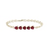 Thumbnail Image 1 of Heart-Shaped Lab-Created Ruby & Heart-Shaped Link Bracelet 10K Yellow Gold 7.25"