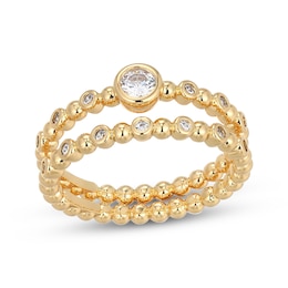 STUDIO BY KAY Lab-Grown Diamond Beaded Ring Set 1/4 ct tw 24K Yellow Gold Vermeil Sterling Silver