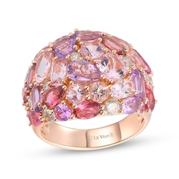 Le Vian Pretty in Pink Amethyst, Pink Tourmaline, Pink Sapphire & Morganite Ring 1/2 ct tw Diamonds 14K Strawberry Gold
