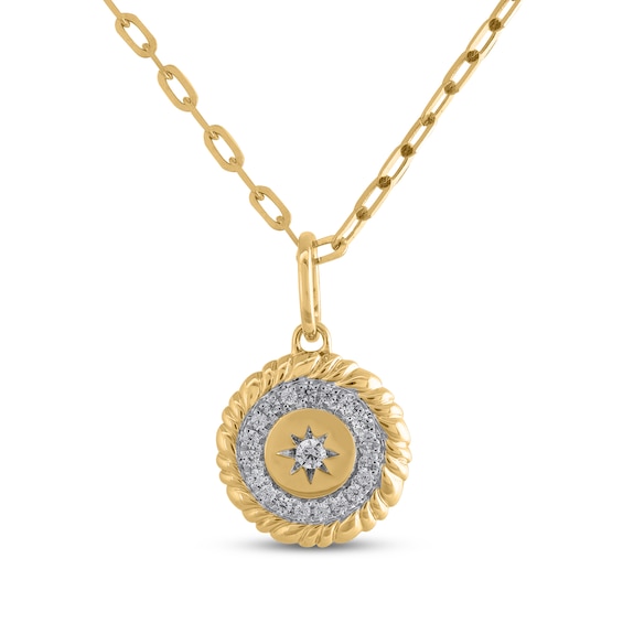 STUDIO BY KAY Diamond Star Medallion Necklace 1/10 ct tw 24K Yellow Gold Vermeil Sterling Silver 18"