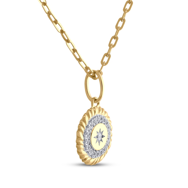Main Image 2 of STUDIO BY KAY Diamond Star Medallion Necklace 1/10 ct tw 24K Yellow Gold Vermeil Sterling Silver 18"