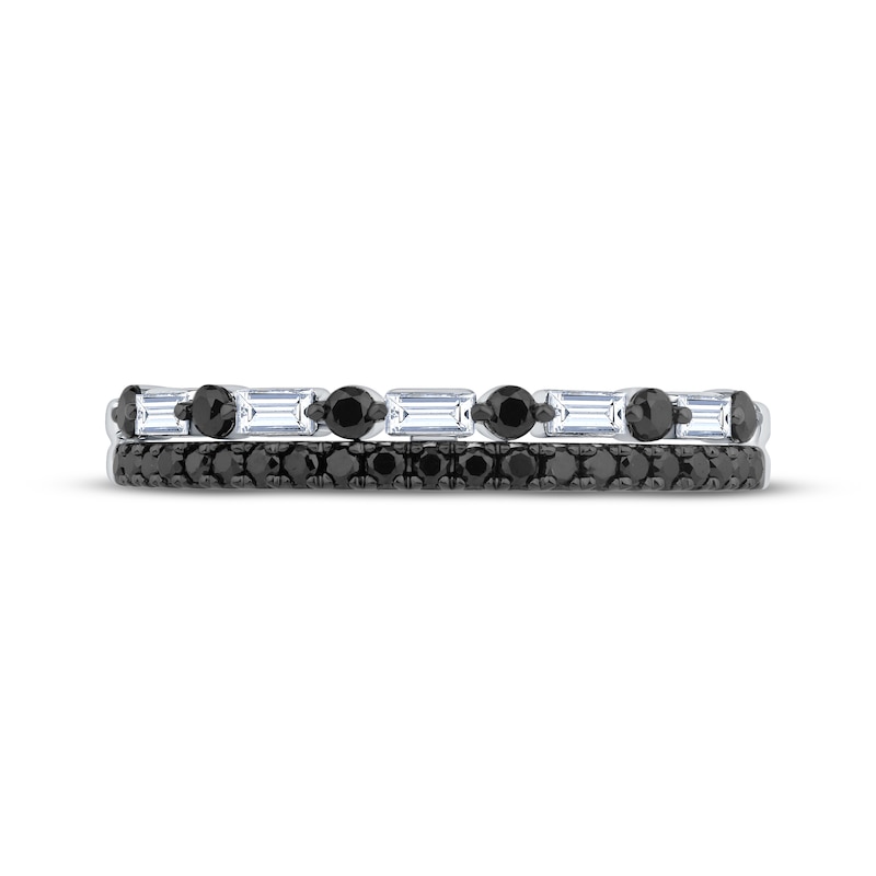 Main Image 3 of Now + Forever Black & White Diamond Two-Row Anniversary Ring 3/8 ct tw 10K White Gold