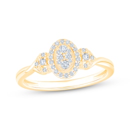 KAY LAB-Grown Diamonds Multi-Stone Oval Halo Promise Ring 1/5 ct tw 10K Yellow Gold