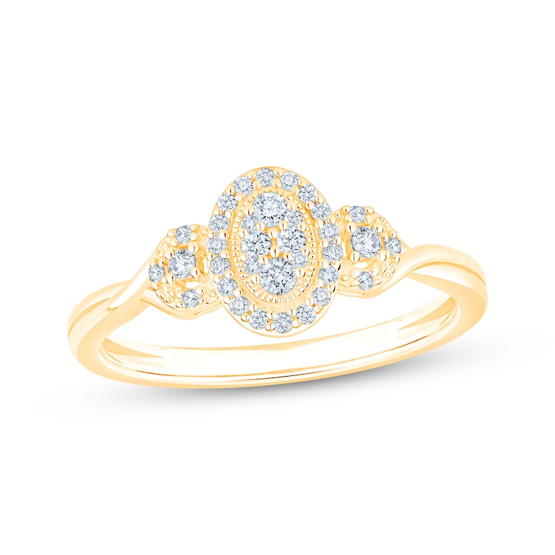 Main Image 1 of KAY LAB-Grown Diamonds Multi-Stone Oval Halo Promise Ring 1/5 ct tw 10K Yellow Gold