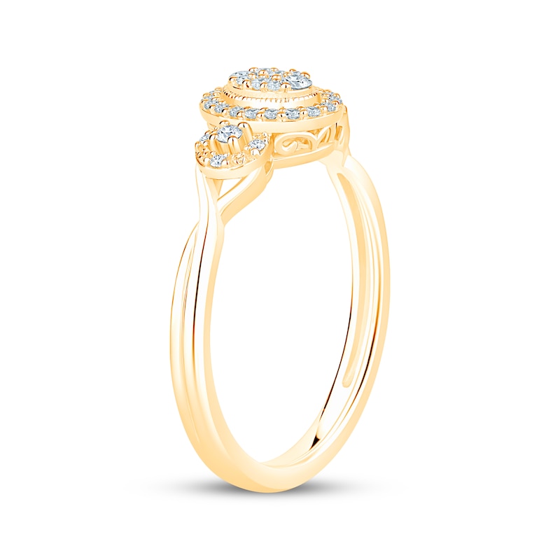 Main Image 2 of KAY LAB-Grown Diamonds Multi-Stone Oval Halo Promise Ring 1/5 ct tw 10K Yellow Gold