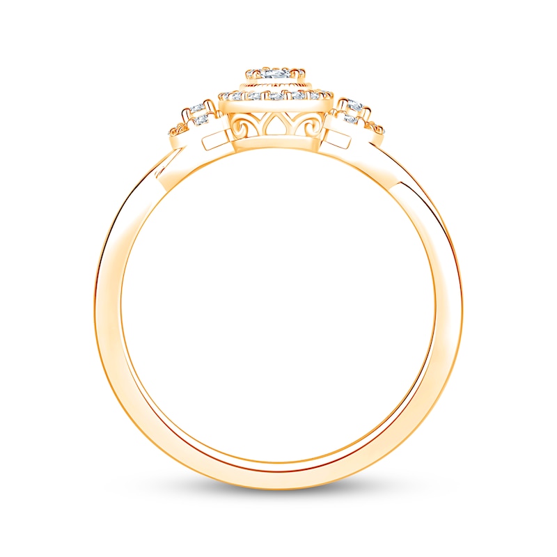 Main Image 3 of KAY LAB-Grown Diamonds Multi-Stone Oval Halo Promise Ring 1/5 ct tw 10K Yellow Gold
