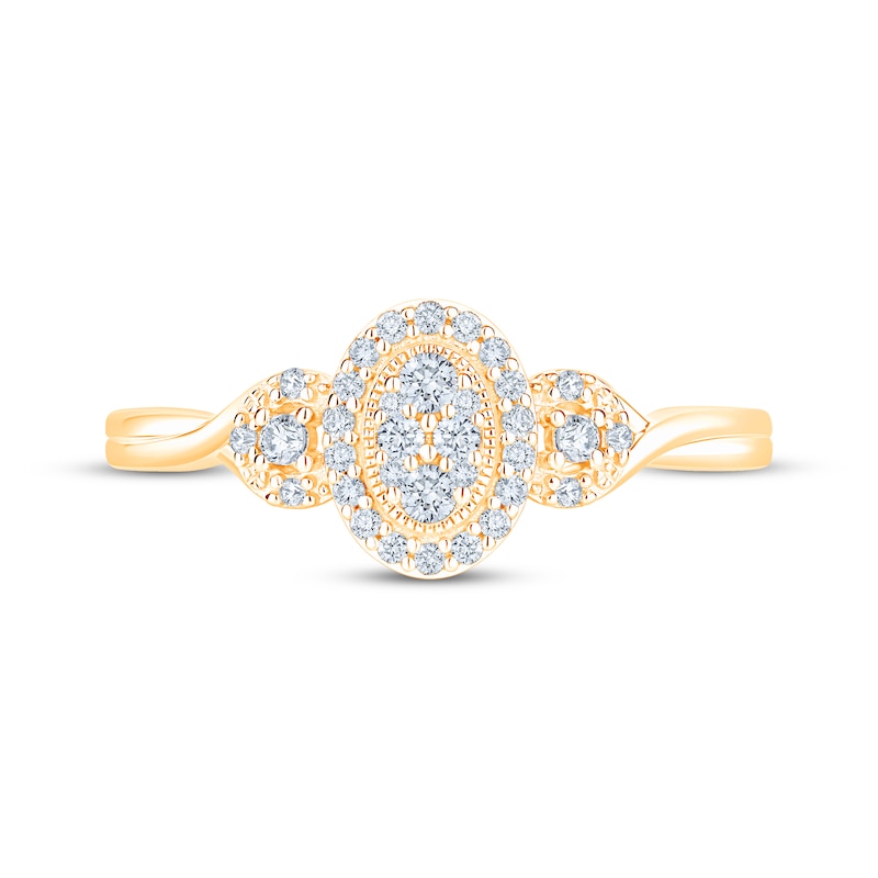 Main Image 4 of KAY LAB-Grown Diamonds Multi-Stone Oval Halo Promise Ring 1/5 ct tw 10K Yellow Gold