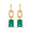 Thumbnail Image 2 of STUDIO BY KAY Emerald-Cut Lab-Created Emerald Chain Link Drop Earrings 24K Yellow Gold Vermeil Sterling Silver