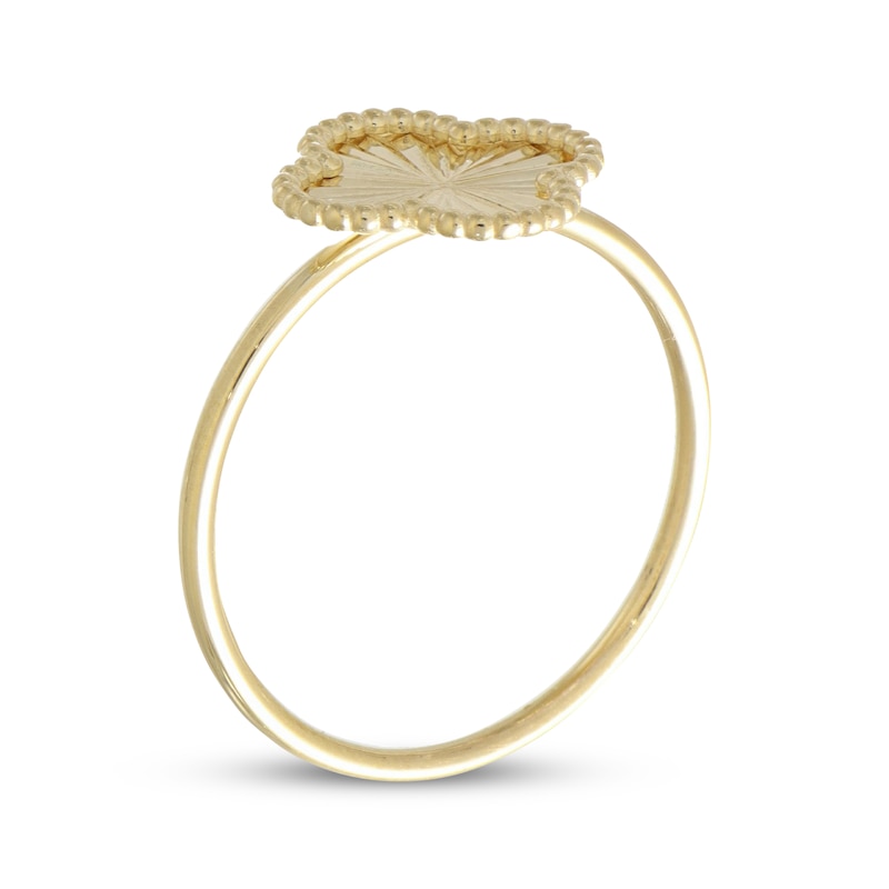 Main Image 2 of Italian Brilliance Diamond-Cut Clover Ring 14K Yellow Gold
