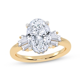Now + Forever Lab-Grown Diamonds Oval-Cut Hidden Halo Engagement Ring 3-3/8 ct tw 14K Yellow Gold