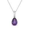 Thumbnail Image 1 of Pear-Shaped Amethyst & White Lab-Created Sapphire Necklace Sterling Silver 18"