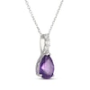 Thumbnail Image 2 of Pear-Shaped Amethyst & White Lab-Created Sapphire Necklace Sterling Silver 18"
