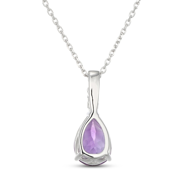 Main Image 3 of Pear-Shaped Amethyst & White Lab-Created Sapphire Necklace Sterling Silver 18"