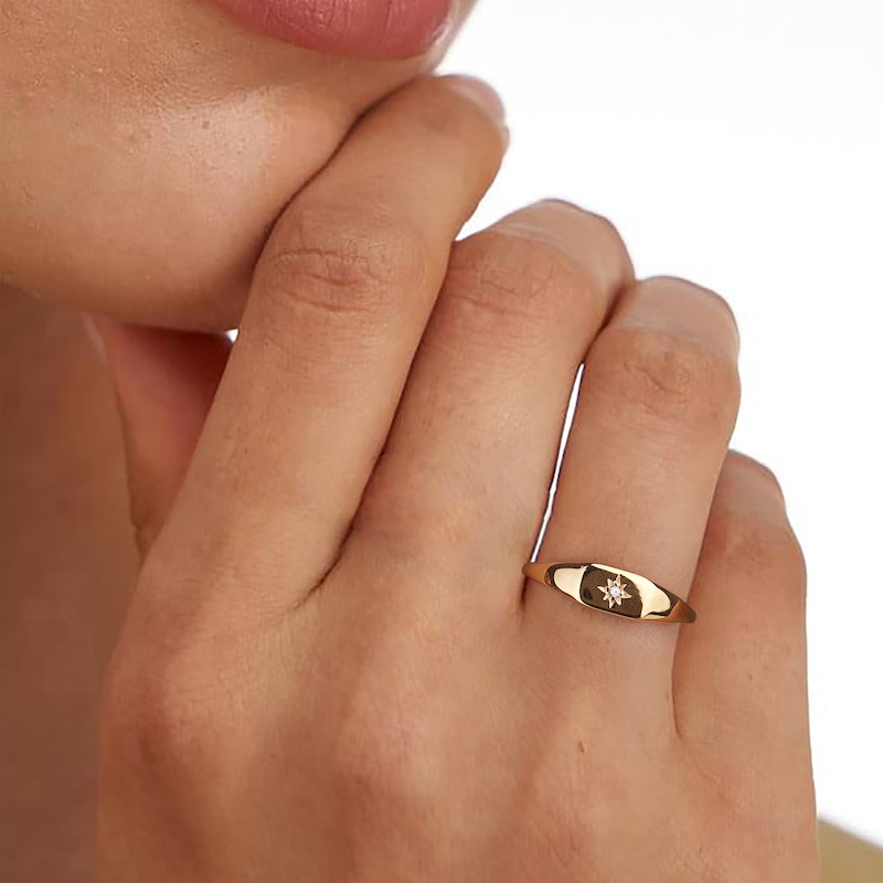 Main Image 4 of STUDIO BY KAY Lab-Grown Diamond Accent Star Ring 24K Yellow Gold Vermeil Sterling Silver