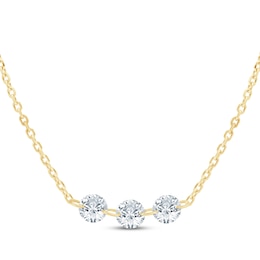 KAY Lab-Grown Diamonds Three-Stone Necklace 1/3 ct tw 10K Yellow Gold 18"