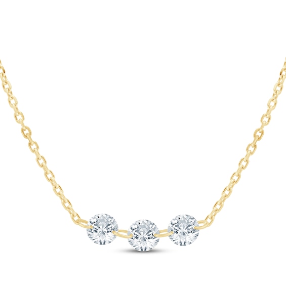 KAY Lab-Grown Diamonds Three-Stone Necklace 1/3 ct tw 10K Yellow Gold 18"