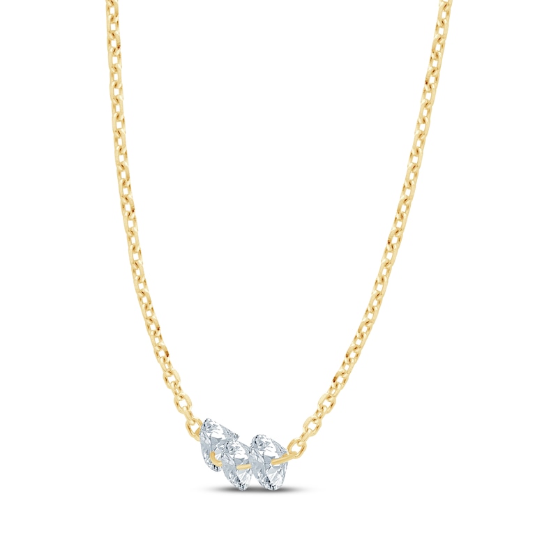 Main Image 2 of KAY Lab-Grown Diamonds Three-Stone Necklace 1/3 ct tw 10K Yellow Gold 18"