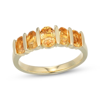 STUDIO BY KAY Oval-Cut Citrine Five-Stone Ring 24K Yellow Gold Vermeil Sterling Silver