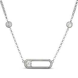 STUDIO BY KAY White Lab-Created Sapphire Paperclip Necklace Sterling Silver 18"