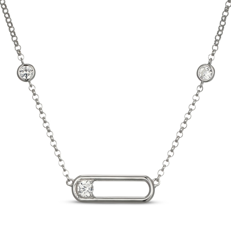 Main Image 1 of STUDIO BY KAY White Lab-Created Sapphire Paperclip Necklace Sterling Silver 18"