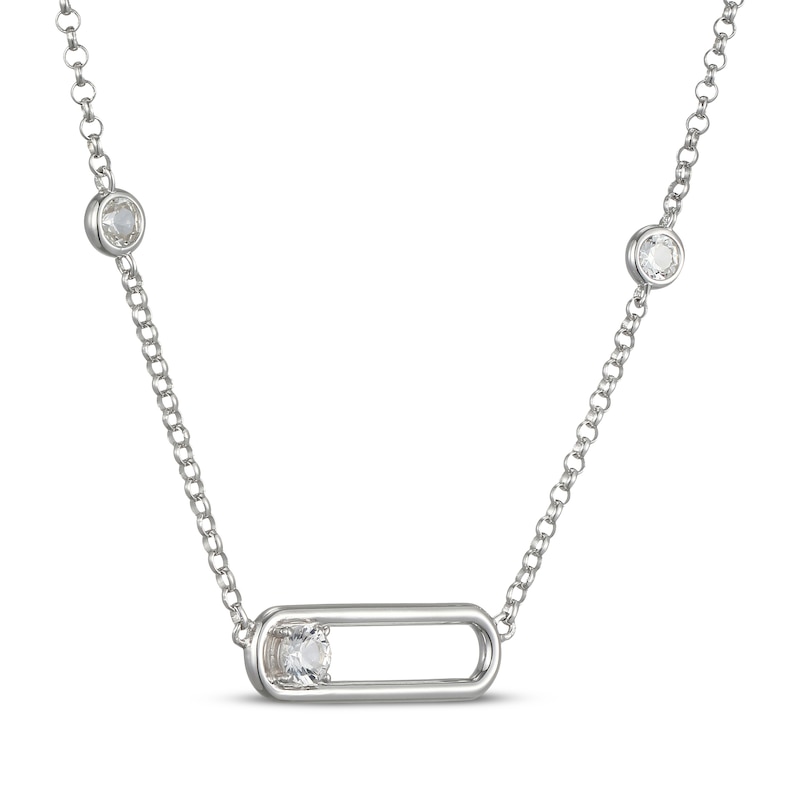 Main Image 2 of STUDIO BY KAY White Lab-Created Sapphire Paperclip Necklace Sterling Silver 18"