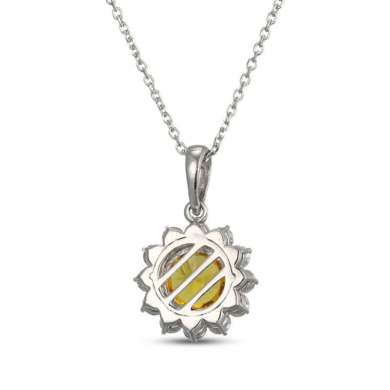 Main Image 3 of Yellow & White Lab-Created Sapphire Necklace Sterling Silver 18"