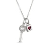 Thumbnail Image 2 of Heart-Shaped Lab-Created Ruby & White Lab-Created Sapphire Lock & Key Necklace Sterling Silver 18"
