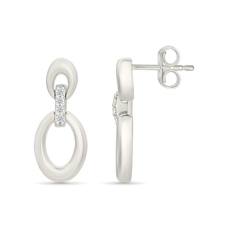 Main Image 3 of KAY Lab-Grown Diamonds Double Circle Drop Earrings 1/20 ct tw Sterling Silver