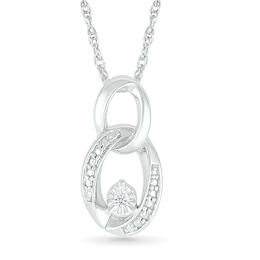Diamond Accent Double Circle Necklace Sterling Silver