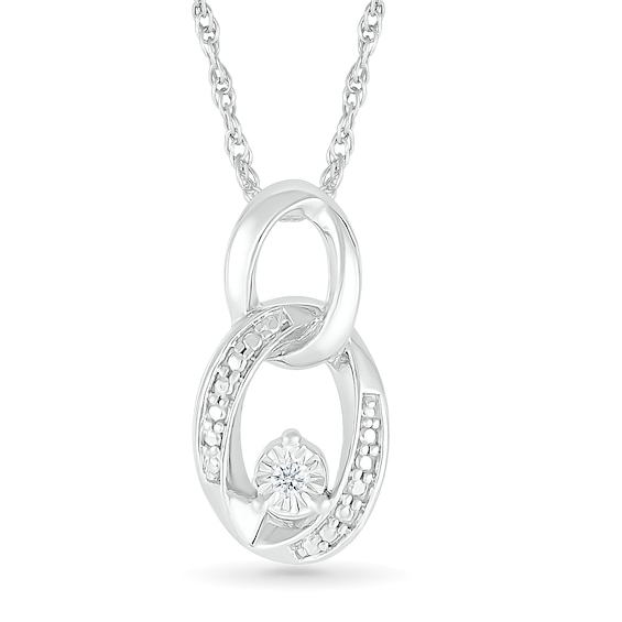 Diamond Accent Double Circle Necklace Sterling Silver