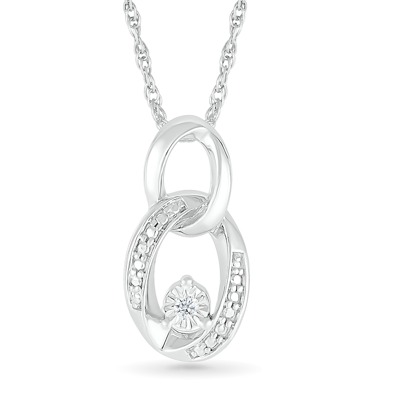 Main Image 1 of Diamond Accent Double Circle Necklace Sterling Silver