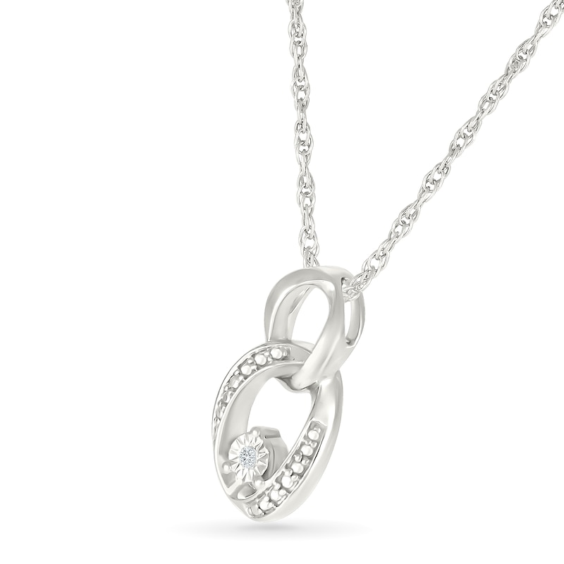 Main Image 2 of Diamond Accent Double Circle Necklace Sterling Silver