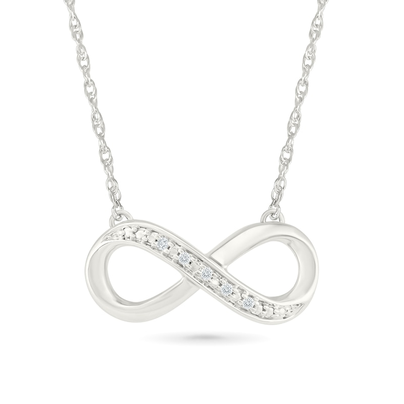 Main Image 1 of Diamond Accent East-West Infinity Necklace Sterling Silver