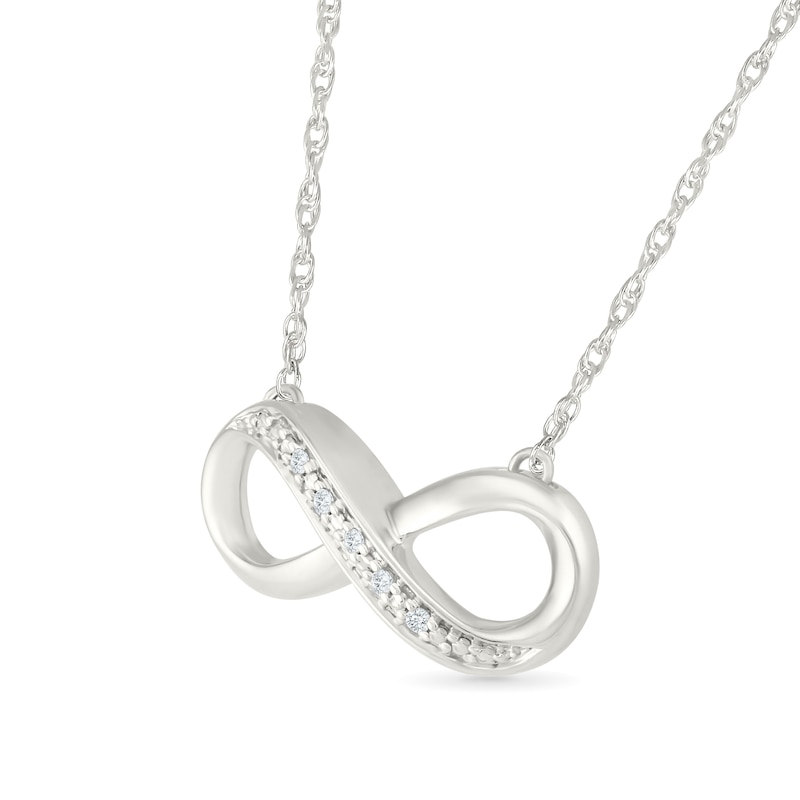 Main Image 2 of Diamond Accent East-West Infinity Necklace Sterling Silver