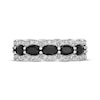 Thumbnail Image 4 of Oval-Cut Black Onyx & White Lab-Created Sapphire Eternity Band Sterling Silver