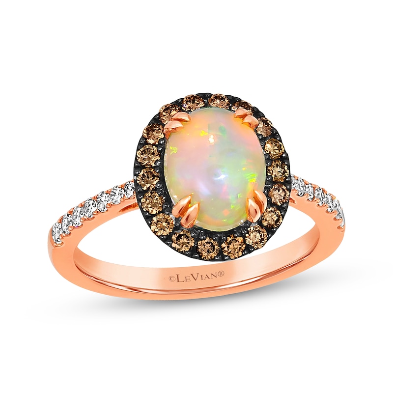 Main Image 1 of Le Vian Oval Opal Ring 1/2 ct tw Diamonds 14K Strawberry Gold
